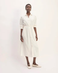 The Mini Jacquard Stripe Shirt Dress | Bone