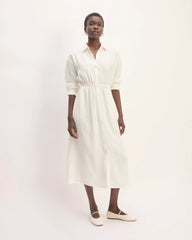 The Mini Jacquard Stripe Shirt Dress | Bone