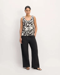 The Scoop Tank in Linen | Black / Bone Floral