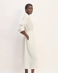 The Mini Jacquard Stripe Shirt Dress | Bone