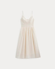 Midi Dress in Cotton Silk Voile | Bone
