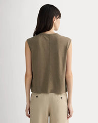 The Muscle Tee in Cotton Linen | Deep Taupe