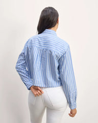 The Way-Short Shirt in Silky Cotton | Mariner Blue / White