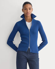 Full-Zip Ribbed Jacket in Everyday Cotton | Estate Blue