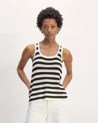 The Crochet Knit Tank | Bone / Black