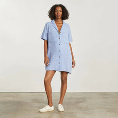 The Linen Workwear Dress | Medium Blue
