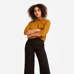 The Wide-Leg Crop Pant | Black | Short