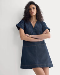 Denim Short-Sleeve Dress | Dark Indigo Rinse