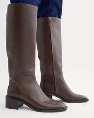 Leather Knee-High City Boot | Deep Brown