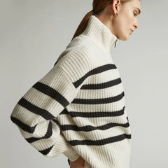 The Half-Zip Sweater in Luxe Merino | Bone / Black