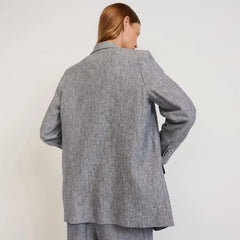 The Oversized Blazer in Linen | Canvas Tan / Navy