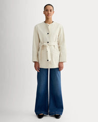 The Long Denim Barrel Jacket | Garment-Dyed Sand