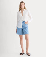 The Long A-Line Denim Short | Light Indigo