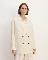 The Linen Double Breasted Blazer | Bone