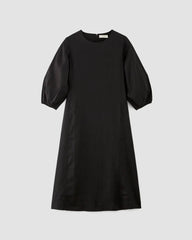 The Linen A-Line Midi Dress | Black