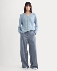 Cloud Cable V-Neck Sweater | Forever Blue
