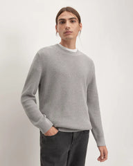 The No-Sweat Ribbed Crew | Heathered Grey
