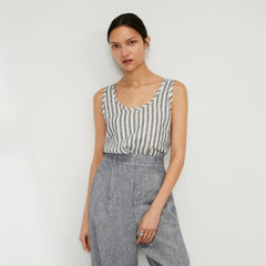 The Scoop Tank in Linen | Bone/Navy