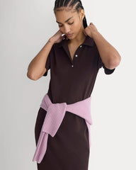 Pique Polo Short-Sleeve Dress | Dark Chocolate