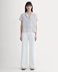 The Notch Shirt in Linen | Stone / White