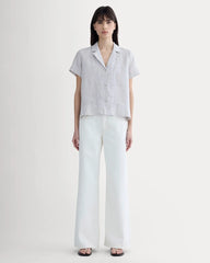 The Notch Shirt in Linen | Stone / White