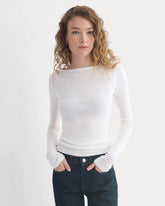 Tissue Boatneck Top | Bone