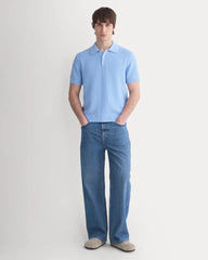 Seed Stitch Polo | Open Air Blue