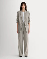 The Draper Pleated Pant in Buttersmooth | Deep Taupe Mini Gingham | 32" Inseam