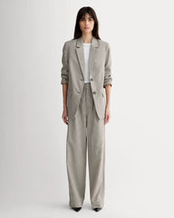 The Draper Pleated Pant in Buttersmooth | Deep Taupe Mini Gingham | 32" Inseam