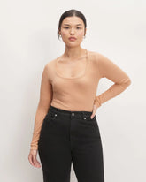 The Luxe Rib Long-Sleeve Scoop-Neck Tee | Blush Pink