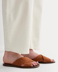 The Day Crossover Sandal | Saddle Brown Suede