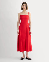 The Seamed Dress in Stretch Linen | Classic Red
