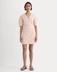 The Seersucker Mini Wrap Dress | Soft Orange