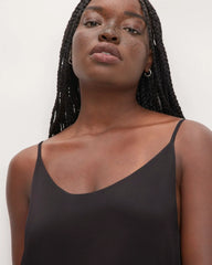 The Hammered Satin Slip Dress | Black