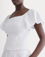 The Gauze Smocked Top | White