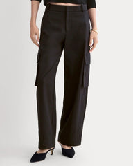 Wide-Leg Cargo Trouser in Buttersmooth | Black