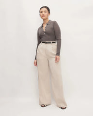 The Polo in Ultrasoft Merino | Heather Cocoa