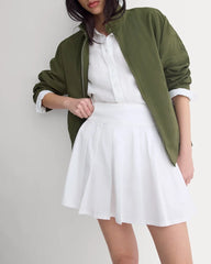 Utility Pleated Mini Skirt | White