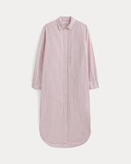 Midi Shirtdress in Ultrasoft Cotton | Burnished Lilac/Gardenia