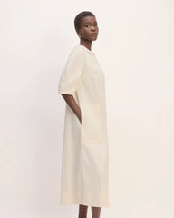 The Short-Sleeve Puff Midi Dress | Bone
