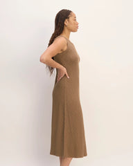 The Rib-Knit A-Line Tank Dress | Carob Brown