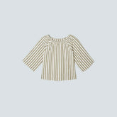 The Seersucker Gathered Tee | Nutria / Off-White