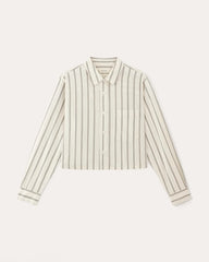 The Way-Short Shirt in Silky Cotton | Bone / Black