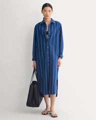 Midi Shirtdress in Ultrasoft Cotton | Estate Blue/Open Air/White