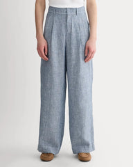 The Linen Way-High® Drape Pant | White / Blue