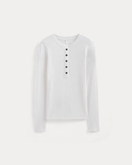 The Luxe Rib Henley | White