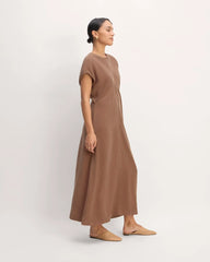 The TENCEL™ Short-Sleeve Midi Dress | Carob Brown