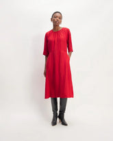 The City Stripe Ruched Dress | Haute Red