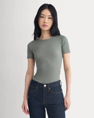 The Luxe Rib Crew | Agave Green