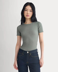 The Luxe Rib Crew | Agave Green